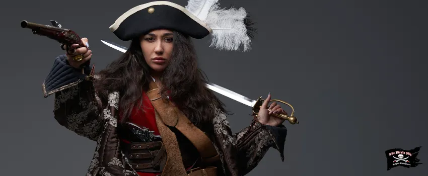 SST - A female pirate wearing layered clothing and carrying weapons 