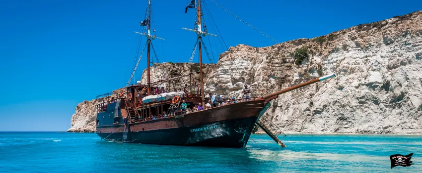 A Pirate Ship at Sea