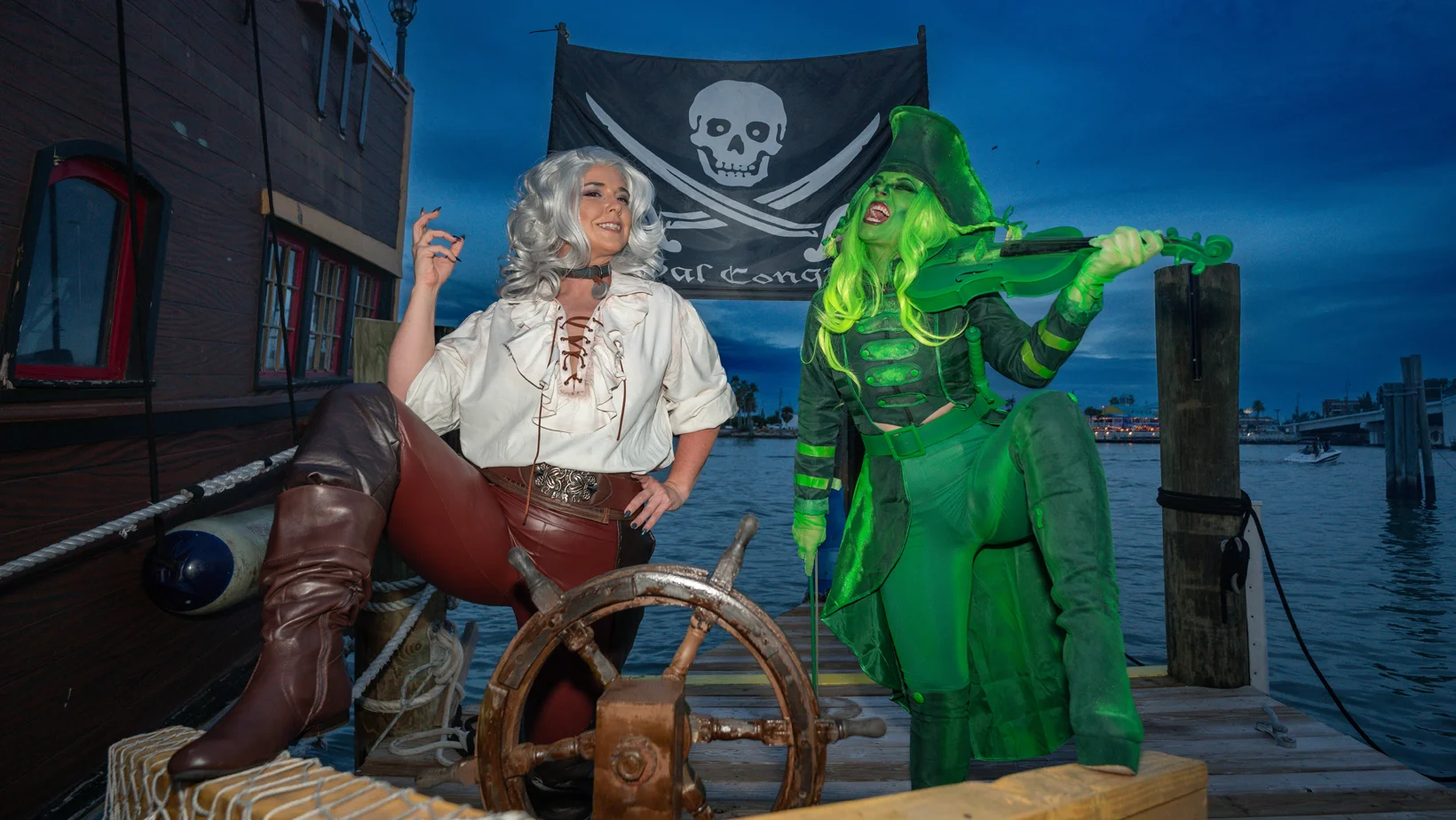 Female Pirate Cosplay On A Dock